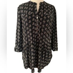 COCOMO XL Black Beige 3/4 sleeve women’s Pintuck Blouse tunic Pintuck shirt